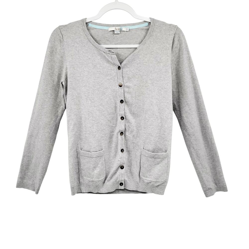 Boden Heather Gray Cardigan Sweater Button-down Front Pockets Women's Size 6
